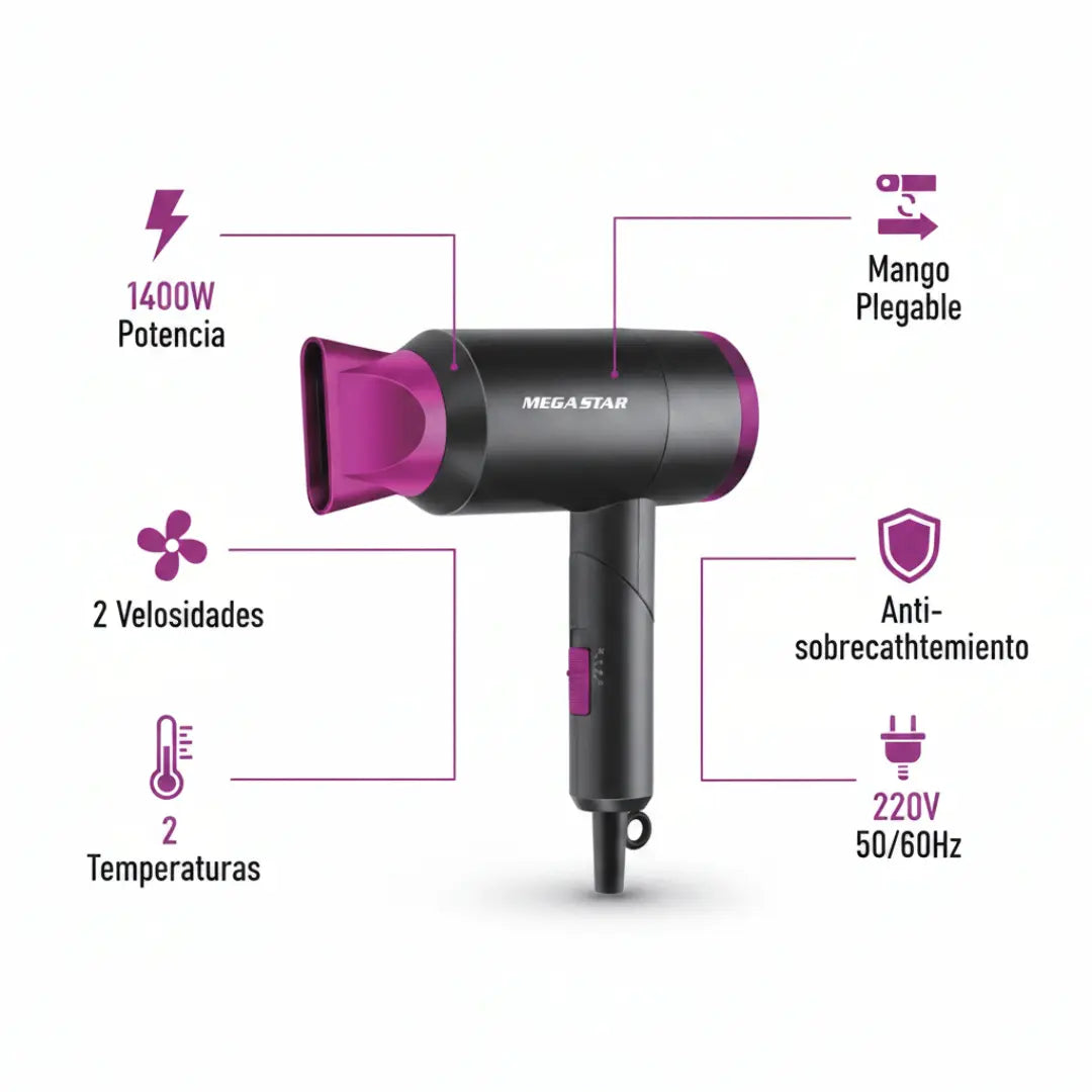 Secador de Cabello MegaStar SC320P — 1400W