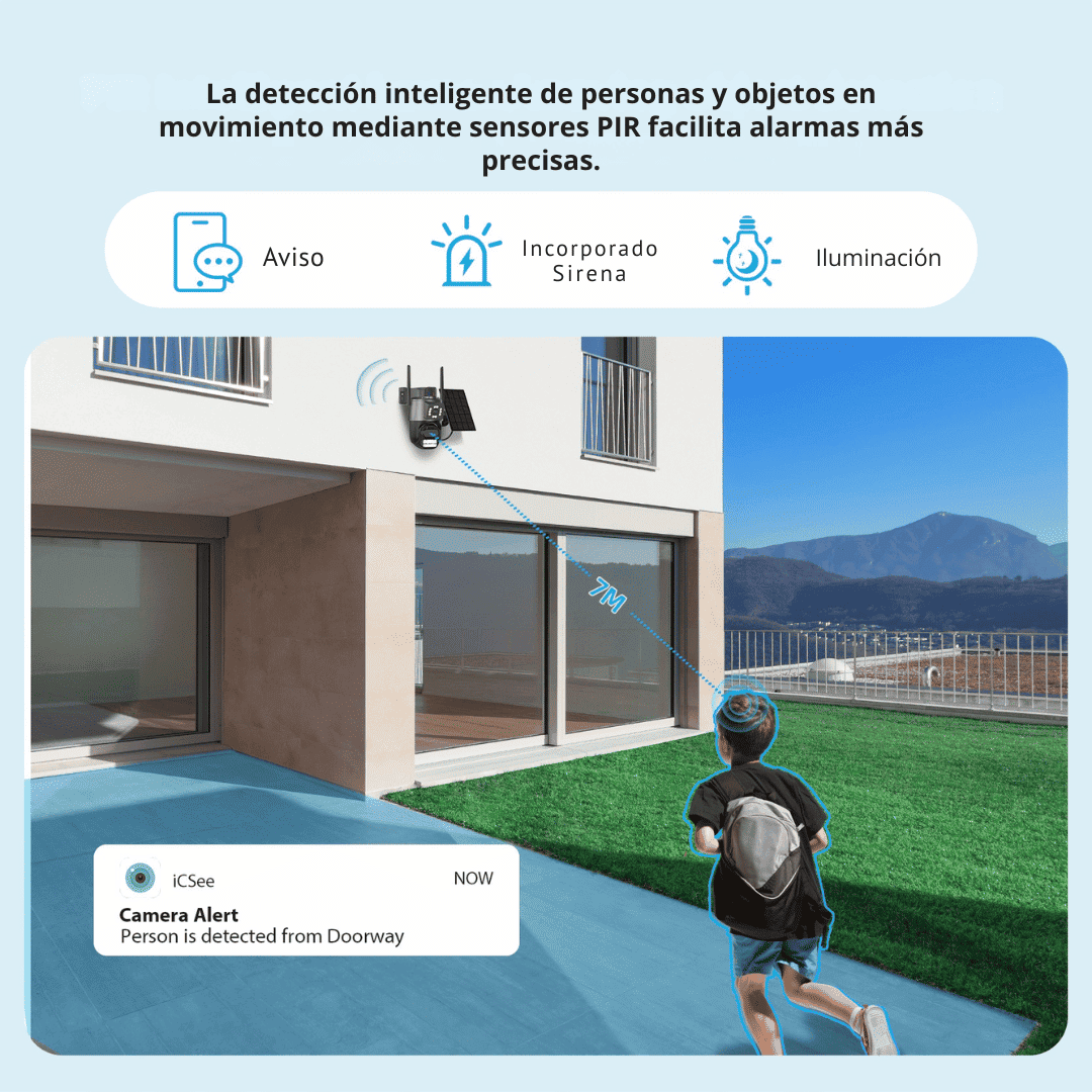 Cámara Solar Exterior 4MP WiFi 4G Doble Lente ICSee - IP66