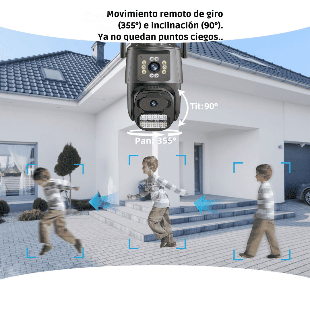 Cámara Solar Exterior ICSee 4MP HD WiFi IP66 4G con Doble Lente