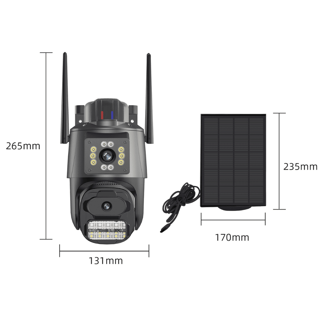 Cámara Solar Exterior ICSee 4MP HD WiFi IP66 4G con Doble Lente