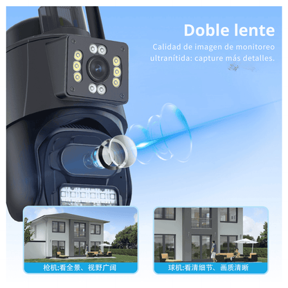 Cámara Solar Exterior ICSee 4MP HD WiFi IP66 4G con Doble Lente