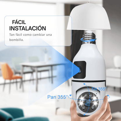 Foco Cámara de Seguridad WiFi Doble Lente 360° 4MP A3056 PRO