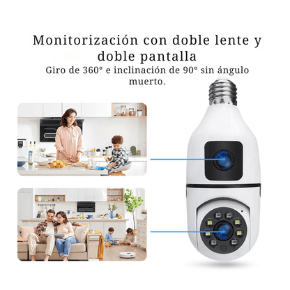 Foco Cámara de Seguridad WiFi Doble Lente 360° 4MP A3056 PRO
