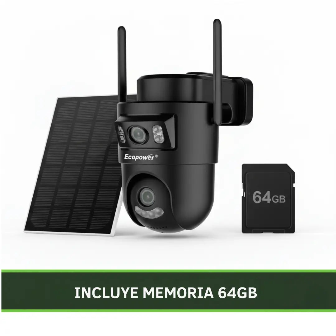 Cámara Solar 4G Ecopower EP-C054 4MP PTZ con Memoria de 64gb