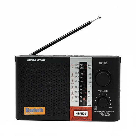 Radio Portátil MegaStar RX188BTA  4 Bandas, Bluetooth TWS