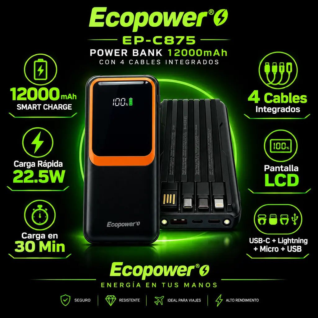 Power Bank Ecopower EP-C875 12000 mAh Smart Charge