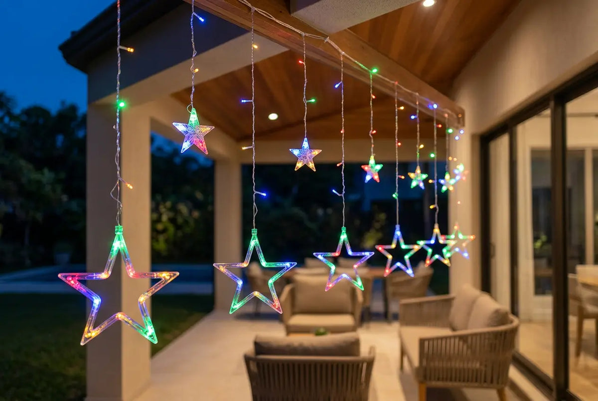 Guirnalda Cascada de Estrellas LED Multicolor 138 LED – 4,5 m